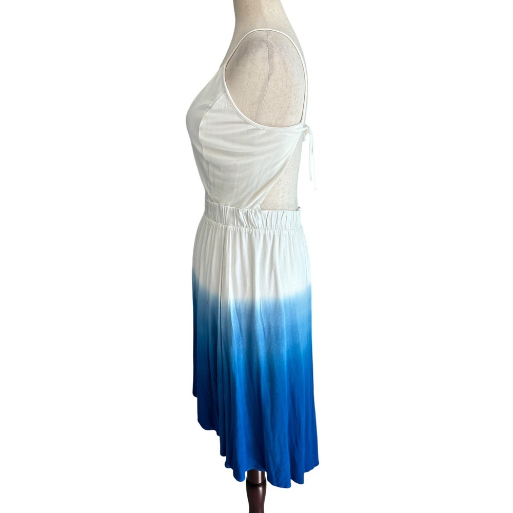 Bebe Womens White Blue Ombre Dip Dye Open Back Midi Dress Small SKU232739 - Picture 3 of 10